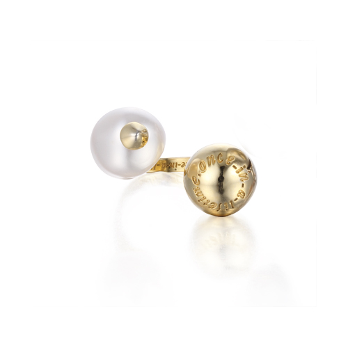 baroque pearl open ring gold