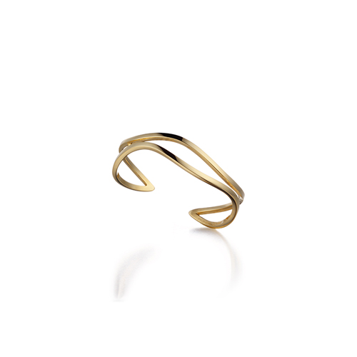 WAVE_ two line cuff_ yellow gold