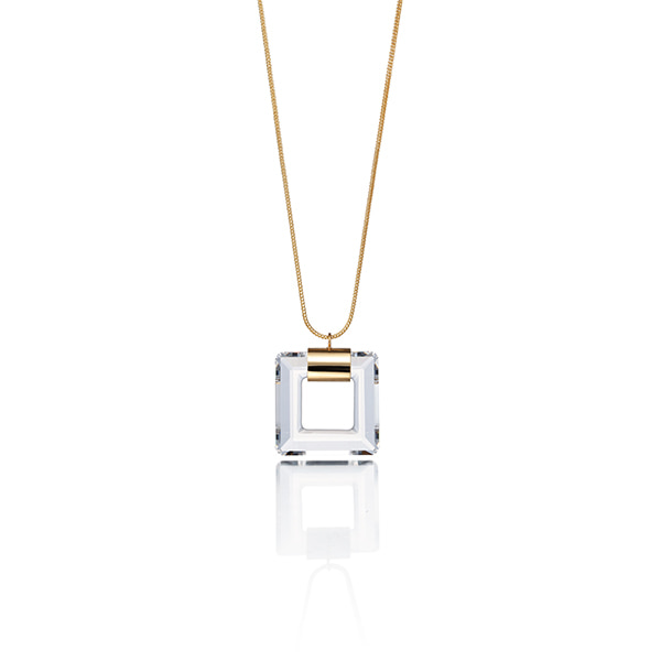 crystal square necklace