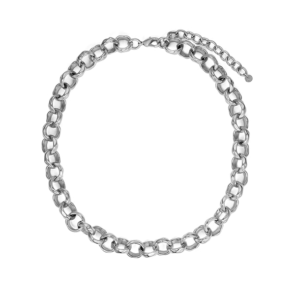 chain necklace 03_hammered chain_white gold