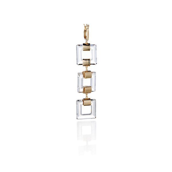 crystal square single earring