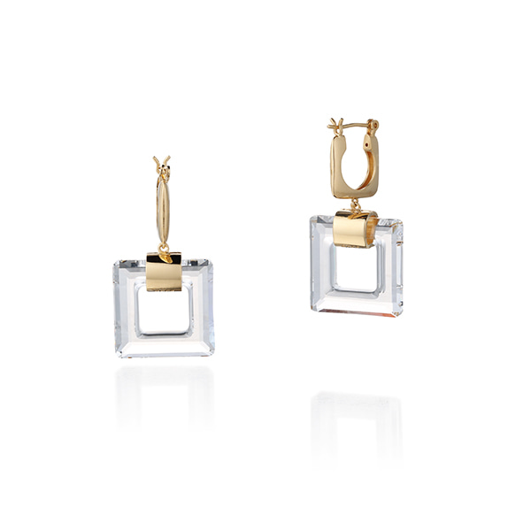 crystal square earring